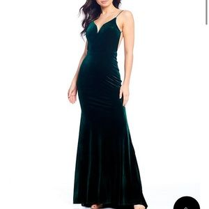 Emerald Green Satin Long Dress